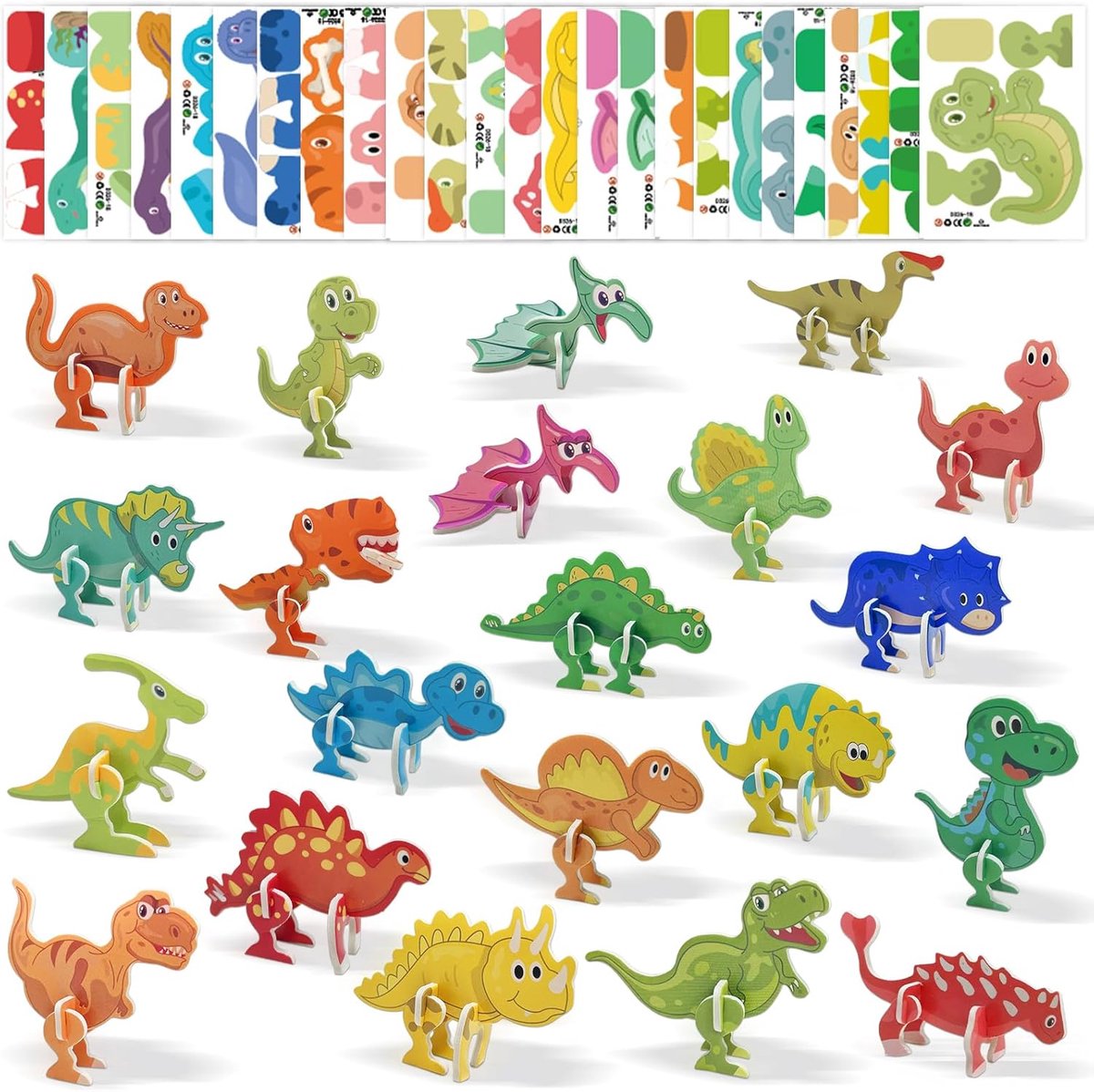 Set met 25 3D-puzzels voor kinderen, pedagogische en creatieve activiteit, piñata en kinderverjaardag