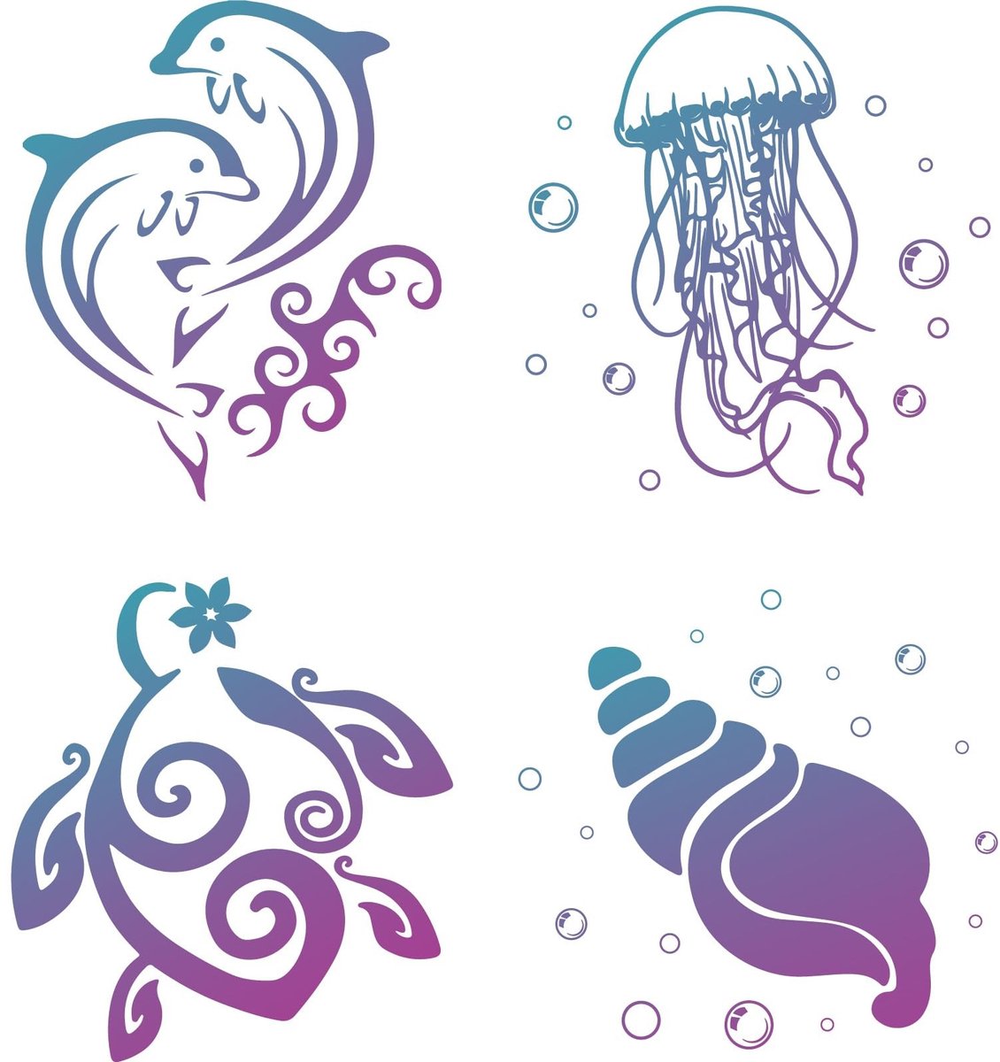 aladdien - Raamstickers - Zeedieren - Antibotsing - Blauw - Vinyl - Decoratief voor Slaapkamer en Badkamer - Herbruikbaar