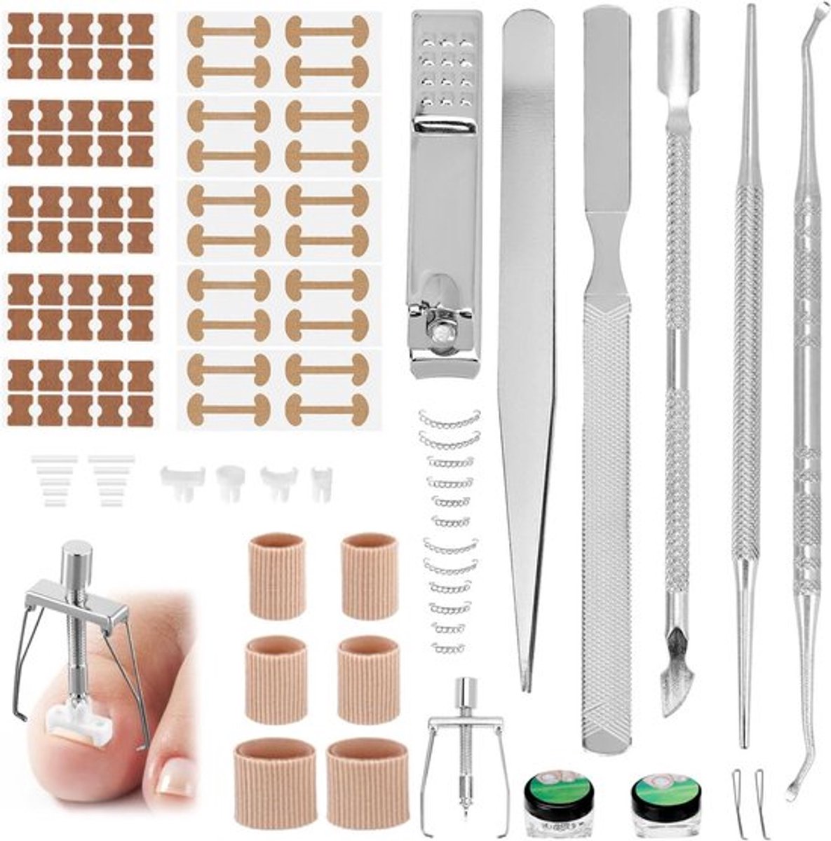 Set voor ingegroeide teennagels, teennagelcorrectie, 104-delig met accessoires