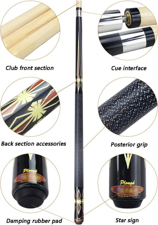 Biljartkeu Set - Pool Keu - Balspelen - Handgemaakte Grip - 58 Inch - Natuurlijk van Merkloos — afbeelding 4