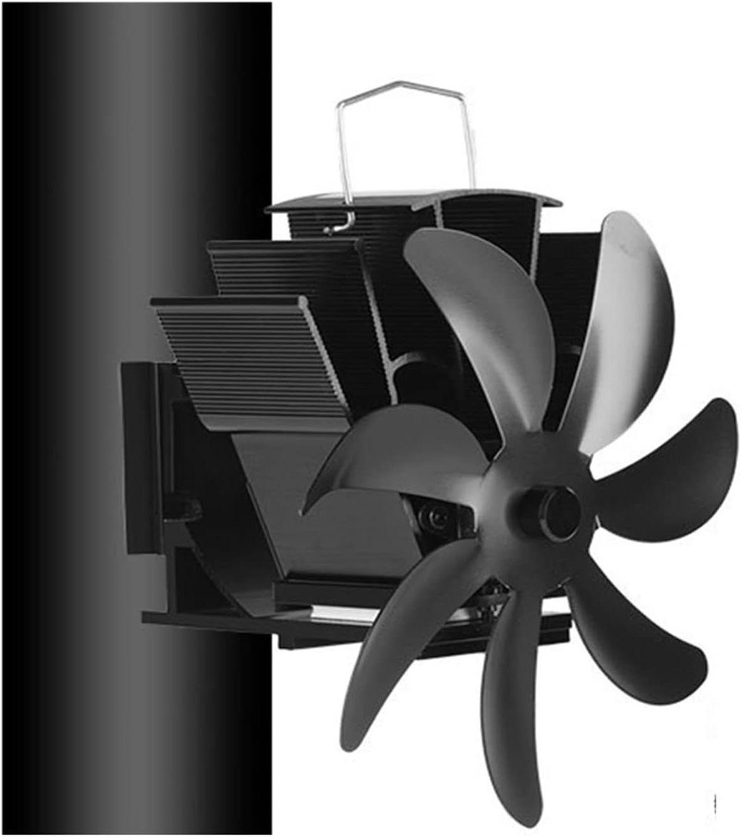 Haard Ventilator - Kachel Fan - Warmte Verspreiden - Zonder Elektriciteit - 160 mm Hoog - Zwart
