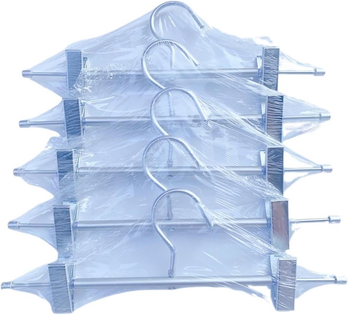 Broekhangers 5 Stuks - Met Clips - Kleding Opbergen - Verstelbare Clips - 30cm Lengte - Zilver