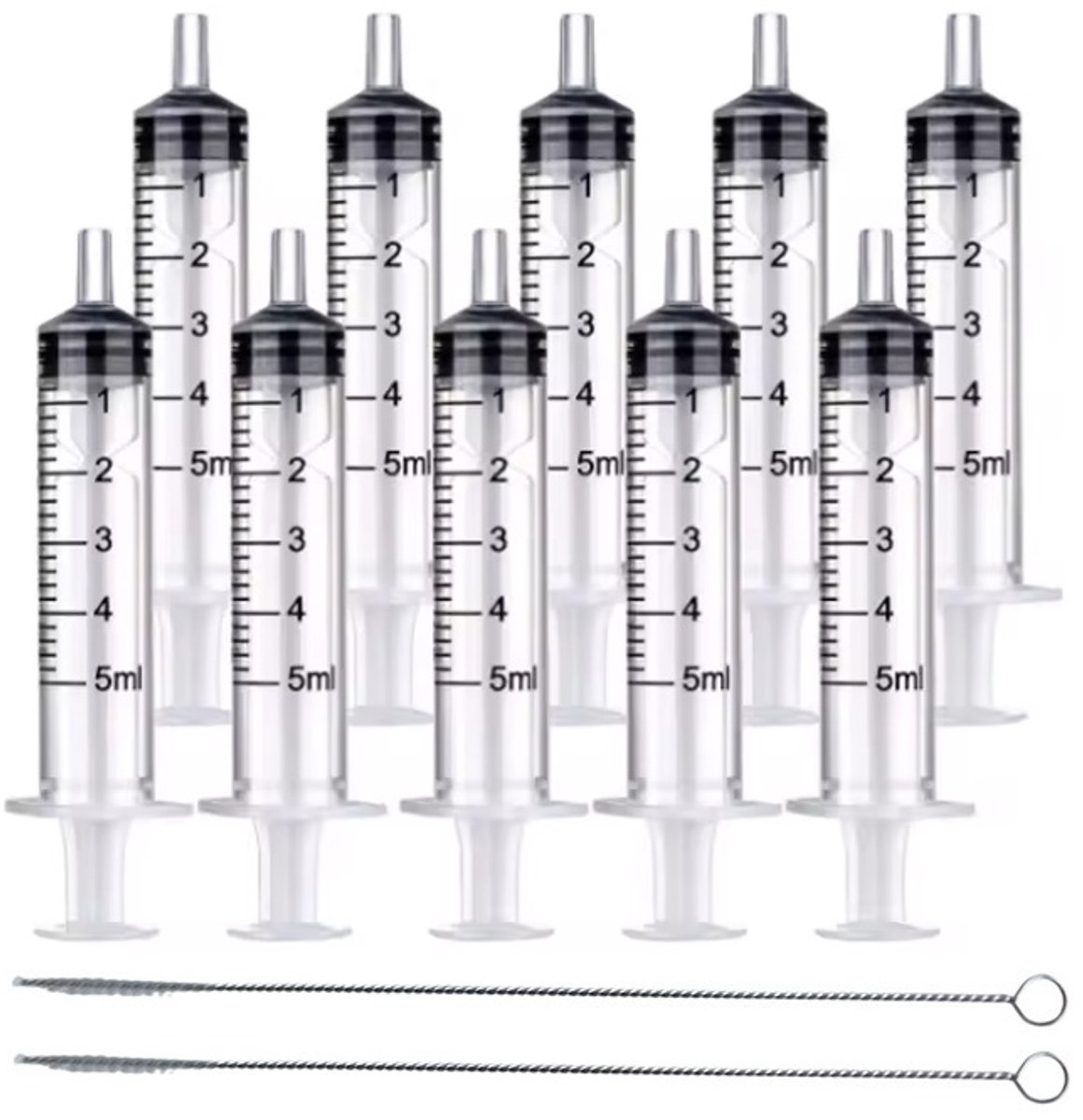 Han-Bar® 10x Plastic Herbruikbare Spuit 5ml – Zonder Naald + 2 borsteltjes