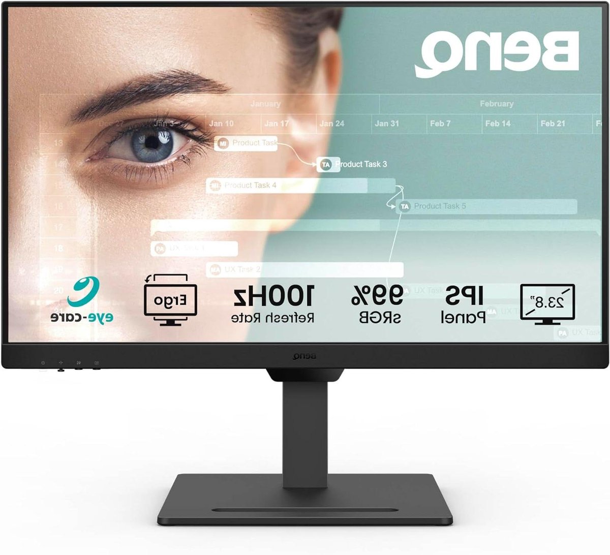 Kantoor Monitor - Computer Scherm - Productief Werken - Ergonomisch Verstelbaar - 238 Inch - Zwart