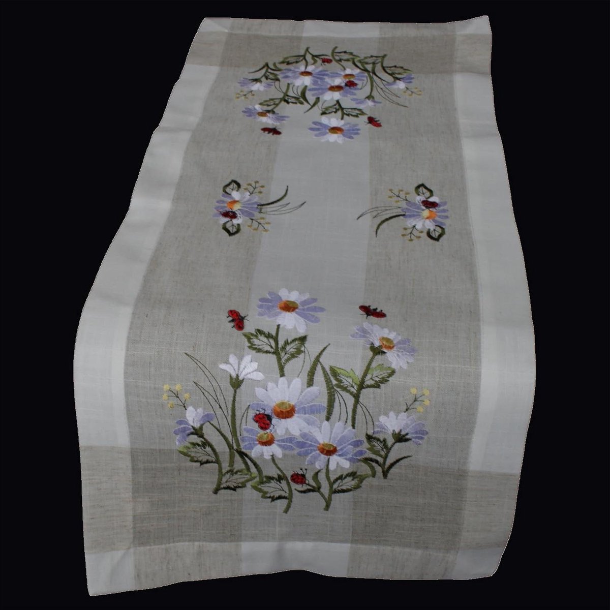Tafelkleed linnen - Tafelloper kleedje - Decoratief gebruik - Bloemen patroon - 40x90cm - Wit