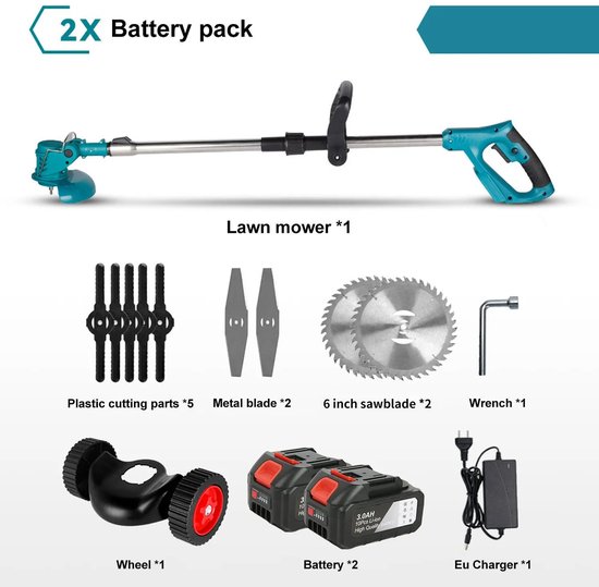 Innovastore Draadloze Elektrische Grasmaaier - Grasmaaier - Trimmer - Tuingereedschap - 3-in-1 Veelzijdige Snijder- 1500W — afbeelding 5