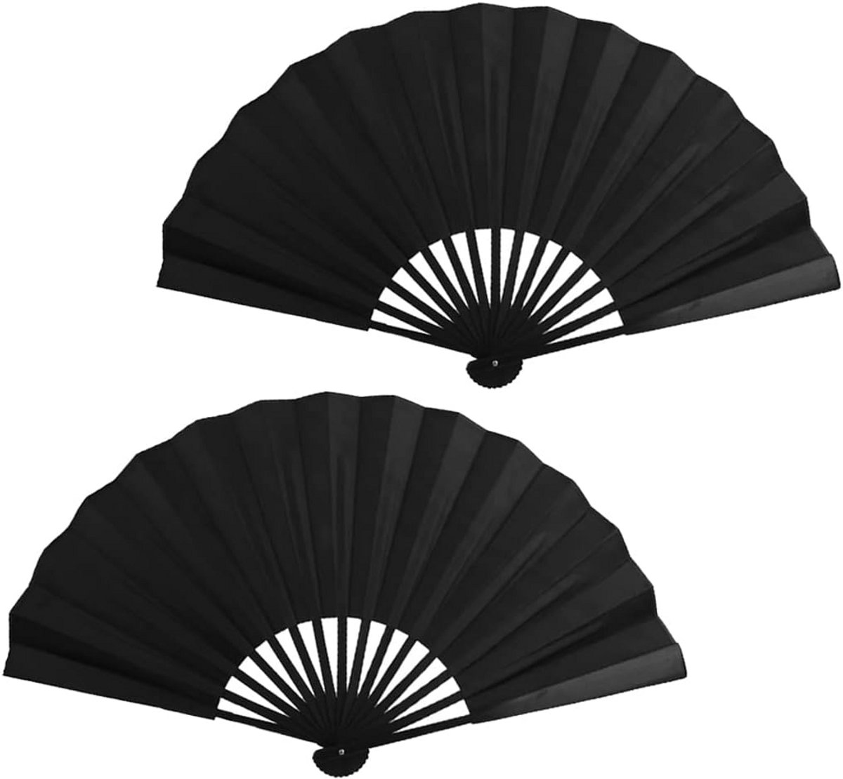 2x Opvouwbare Handventilator Set - Zwart Stoffen Ventilator voor Dans, Cosplay & Feestdecoratie