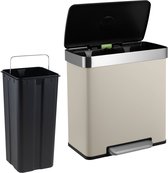 SVITA LT2X30 vuilnisbak 60l - pedaalemmer 2 compartimenten met deksel taupe