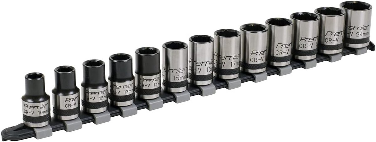13-delige 1/2" Slagdoppenset Metric - Zwart