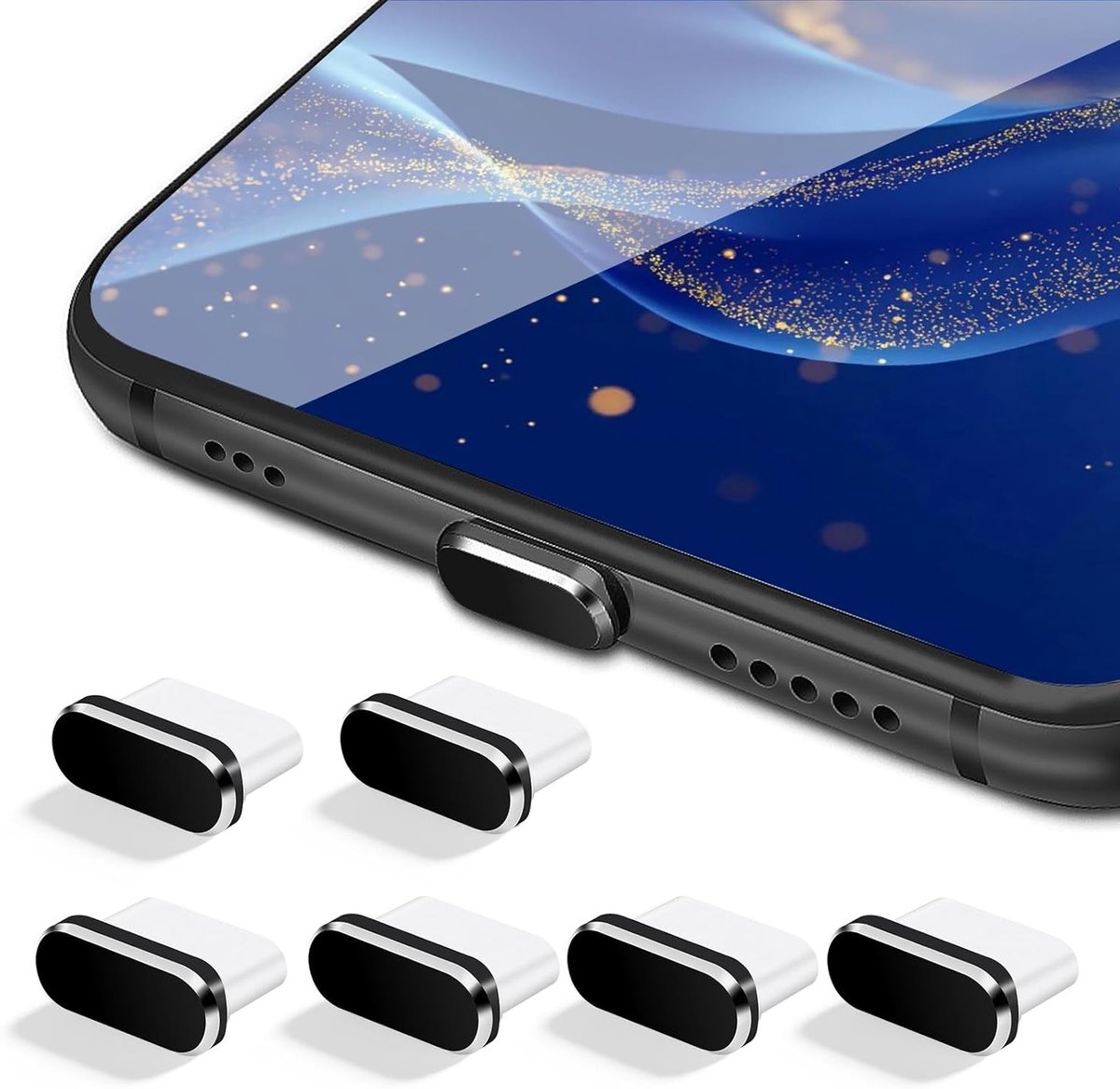 6 Stuks USB C Anti-Stof Pluggen, Oplaadpoort Bescherming, Type C Deksel Caps voor Smartphones en Tablets