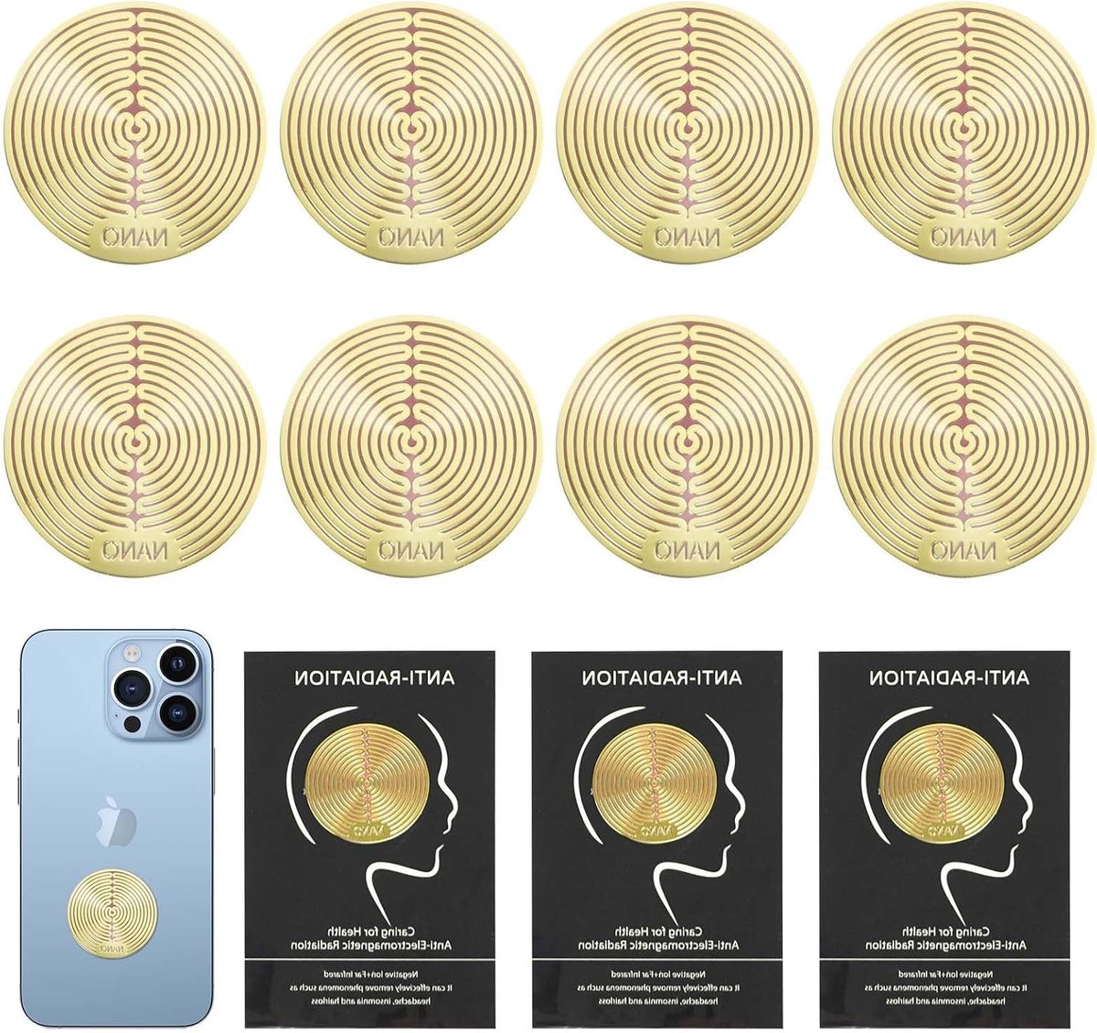 8x Stralingsbescherming Stickers voor Mobiele Telefoon, Tablet & Laptop - EMF Blokkerend