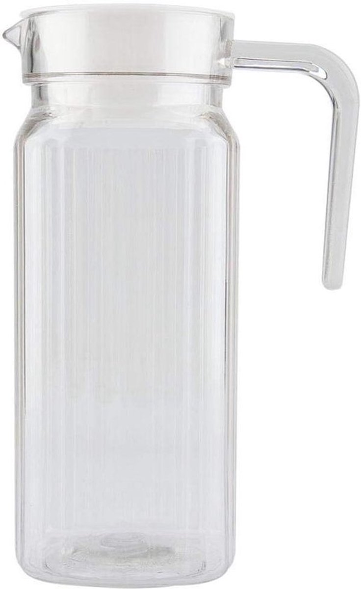 Acryl Karaf met Deksel en Handvat, Geribbelde Gestreepte Sap Fles 800ml