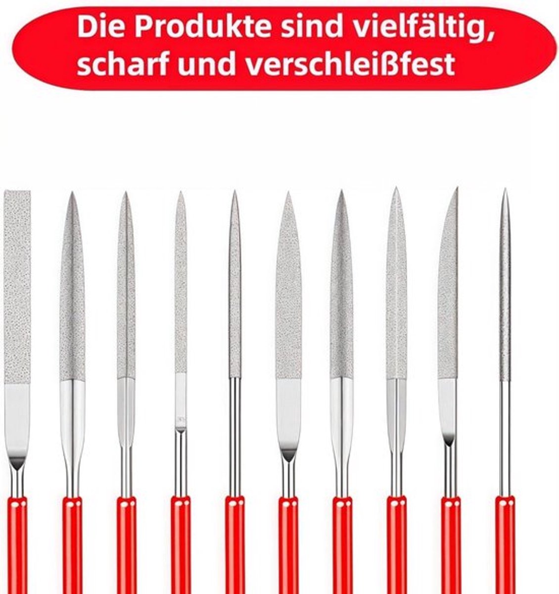 Mini diamantvijlen set 20 stuks 2 x 100 mm voor metaal, glas, steen, hout.