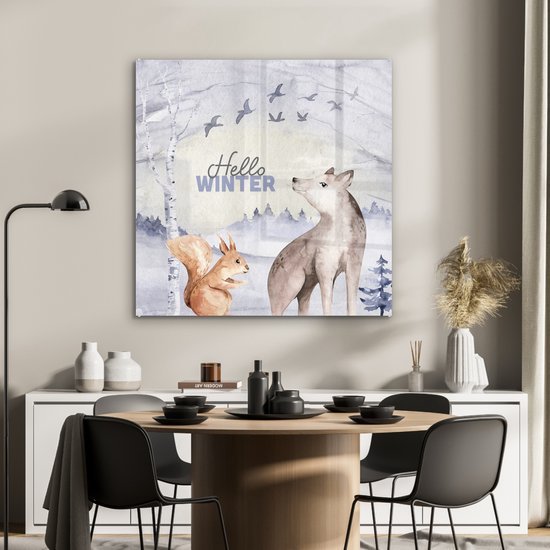 MuchoWow® Peinture sur verre - Animaux - Neige - Hiver - 90x90 cm - Peintures sur verre acrylique - Photo sur Glas