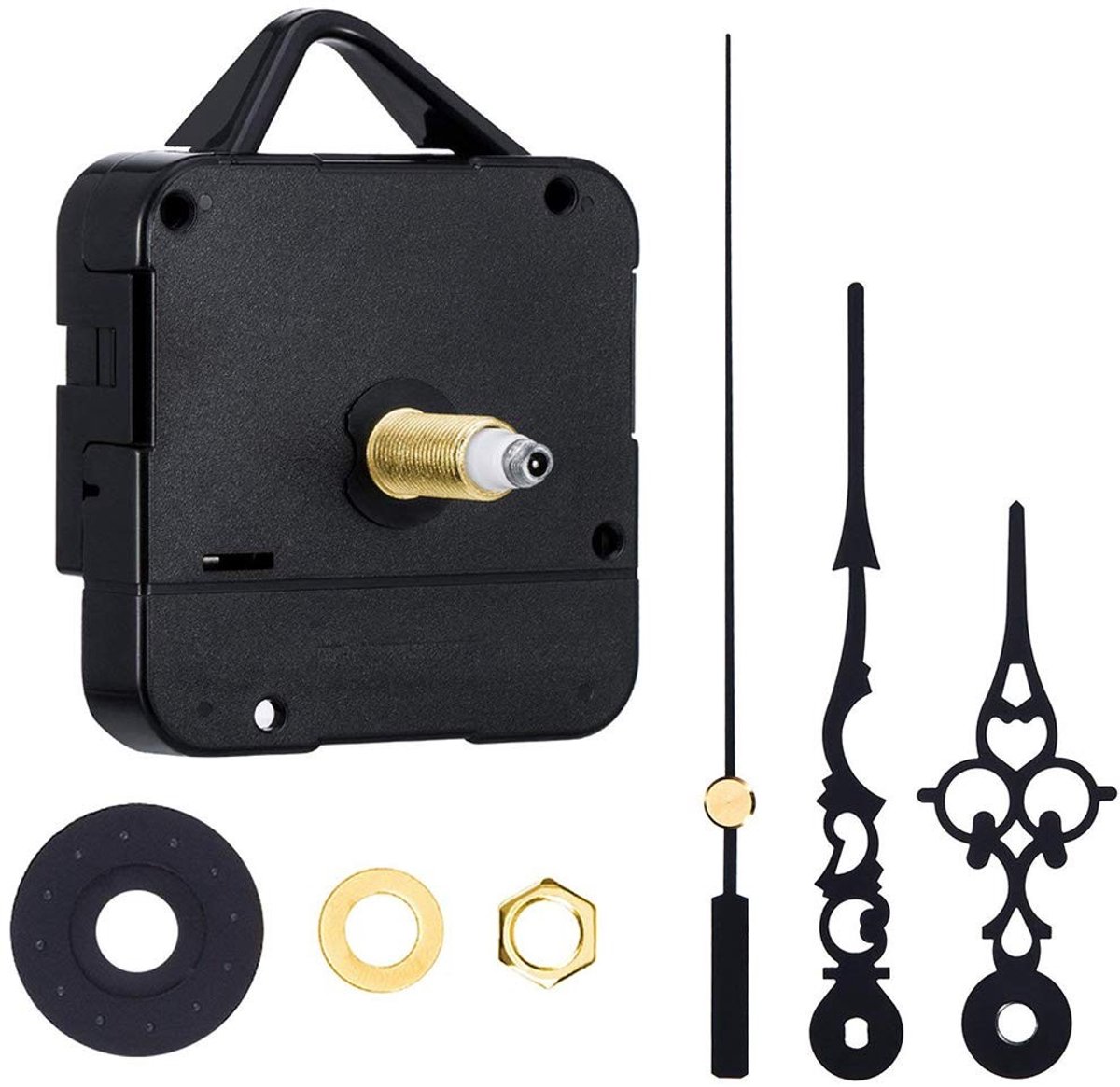 aladdien - Klok Motor Beweging - DIY Reparatie Onderdelen - Stille klok - Zwart - Vervangingsmechanisme - Geschikt voor handwerk - Klassiek ontwerp