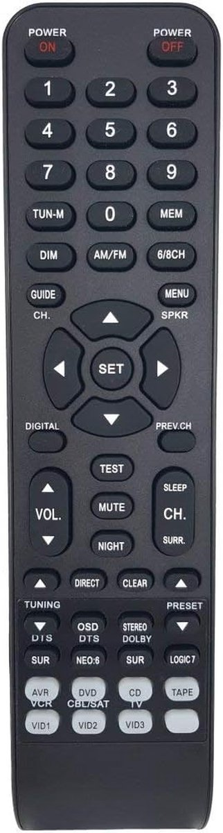 Afstandsbediening - Universele Controller - Home Cinema Bediening - Volledige Functionaliteit - 10 Meter Bereik - Zwart