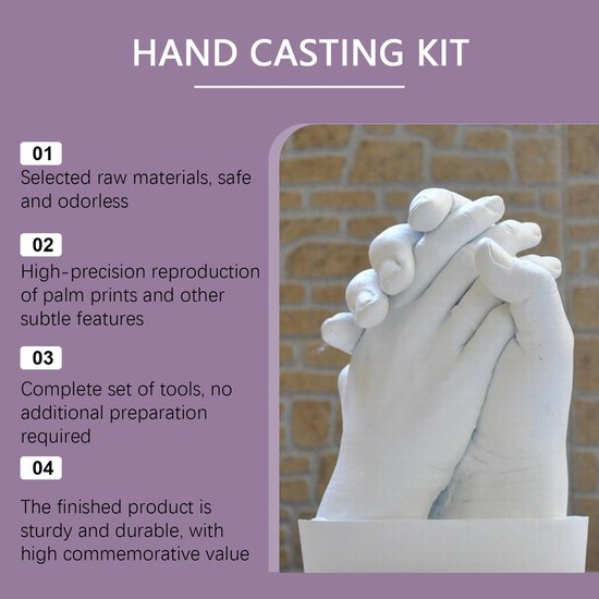 Handgemaakte gietvormset - 3D-modelpoeder voor handafdrukken, DIY-souvenirset - Jubileum- en verlovingscadeau: voor vrouwen, mannen, koppels, echtgenotes, vriendjes, vriendinnen, bruiloften en vrijgezellenfeesten — afbeelding 5