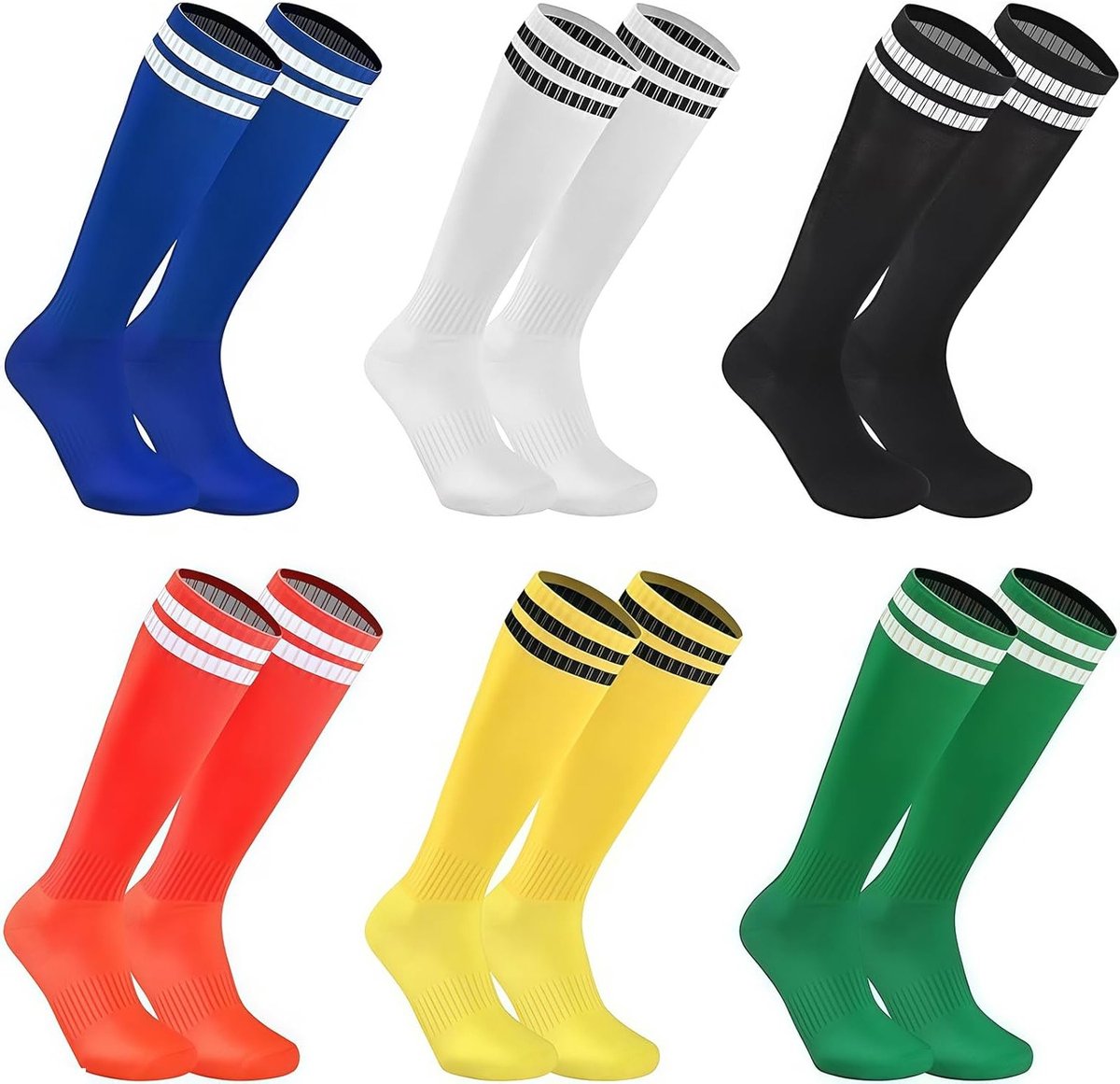 1200x1161.jpg Zes paar voetbalsokken voor kinderen, sport sokken voor training, geschikt voor jongens en meisjes van 6-12 jaar, in diverse kleuren - Afbeelding 1