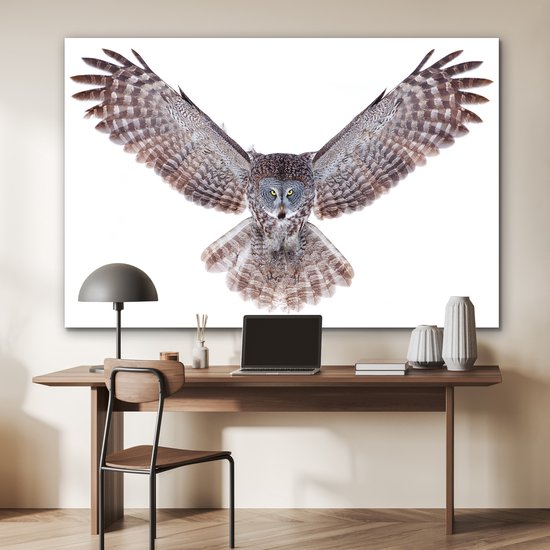 Décoration murale Métal - Peinture Aluminium - Hibou volant - 150x100 cm