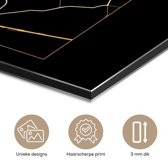 Aluminium schilderij 180x120 cm - Wanddecoratie metaal - Kaart - Münster - Duitsland - Goud - Zwart - Metalen muurdecoratie woonkamer - Decoratie industrieel - Foto op dibond - Industriële accessoires slaapkamer