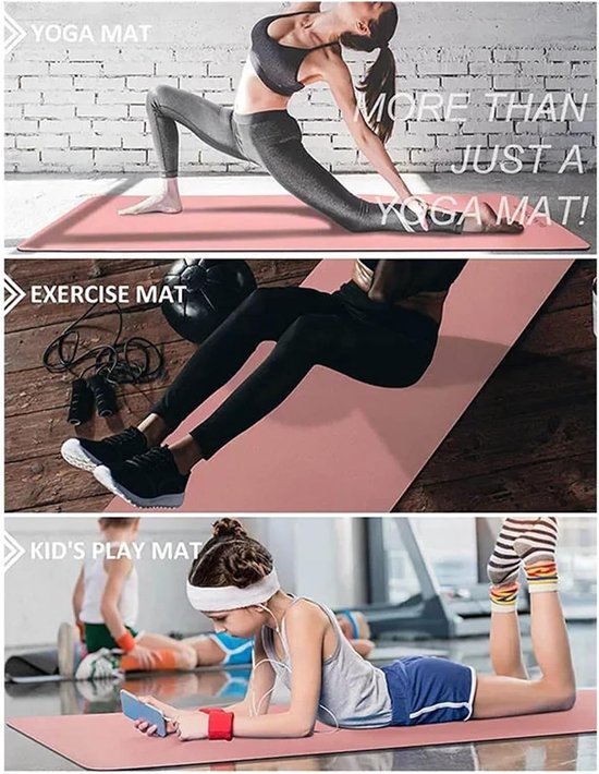 Yogamat - Workout mat - Pilates en yoga - Antislip oppervlak - 72 x 24 inch - Grijs van Yogamat — afbeelding 5