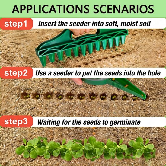 7-delige set zaaimachine - 12-gaten hand zaaimachine - 5 verschillende korrelgrootte - Zaaier - Planter - Verstelbare Zaad Verspreider - Zaadverdeler - tuingereedschap - Grondperforator - Seeding hole punch - Tuin Zaad Dispenser -Handheld seeder tool van Merkloos	 — afbeelding 3