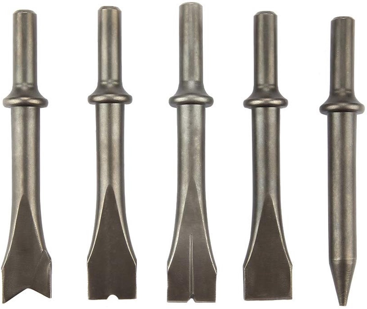 aladdien - Air Hammer Chisel Set - Pneumatische Beitels voor Beton en Steen - Geschikt voor zware klussen - Set van 5 - Ideaal voor professioneel ge..