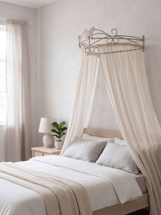 Clayre & Eef Bedhemel 66x46x23 cm Beige IJzer Vlinder — afbeelding 2