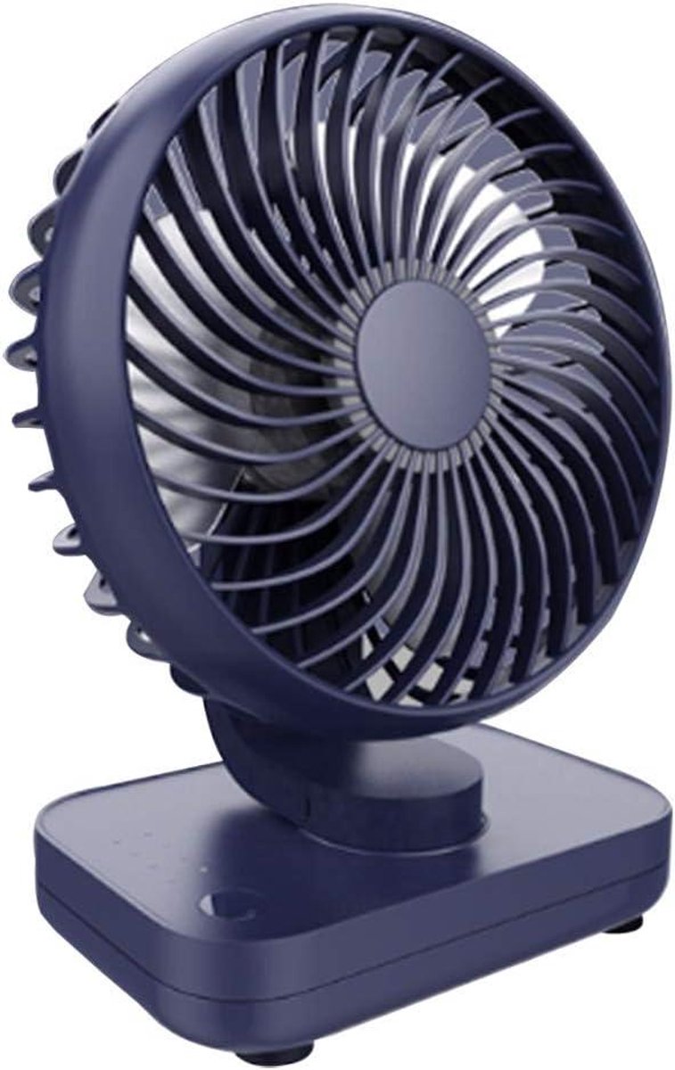 Mini Tafelventilator - Persoonlijke Koeler - Bureau Gebruik - 4 Snelheden Instelbaar - 4000 mAh Batterij - Blauw