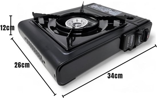 KAD® Camping Gasstel -Pits Kooktoestel - Compact & Draagbaar - Zwart - 26cm x 12cm x 34cm van Kad — afbeelding 2