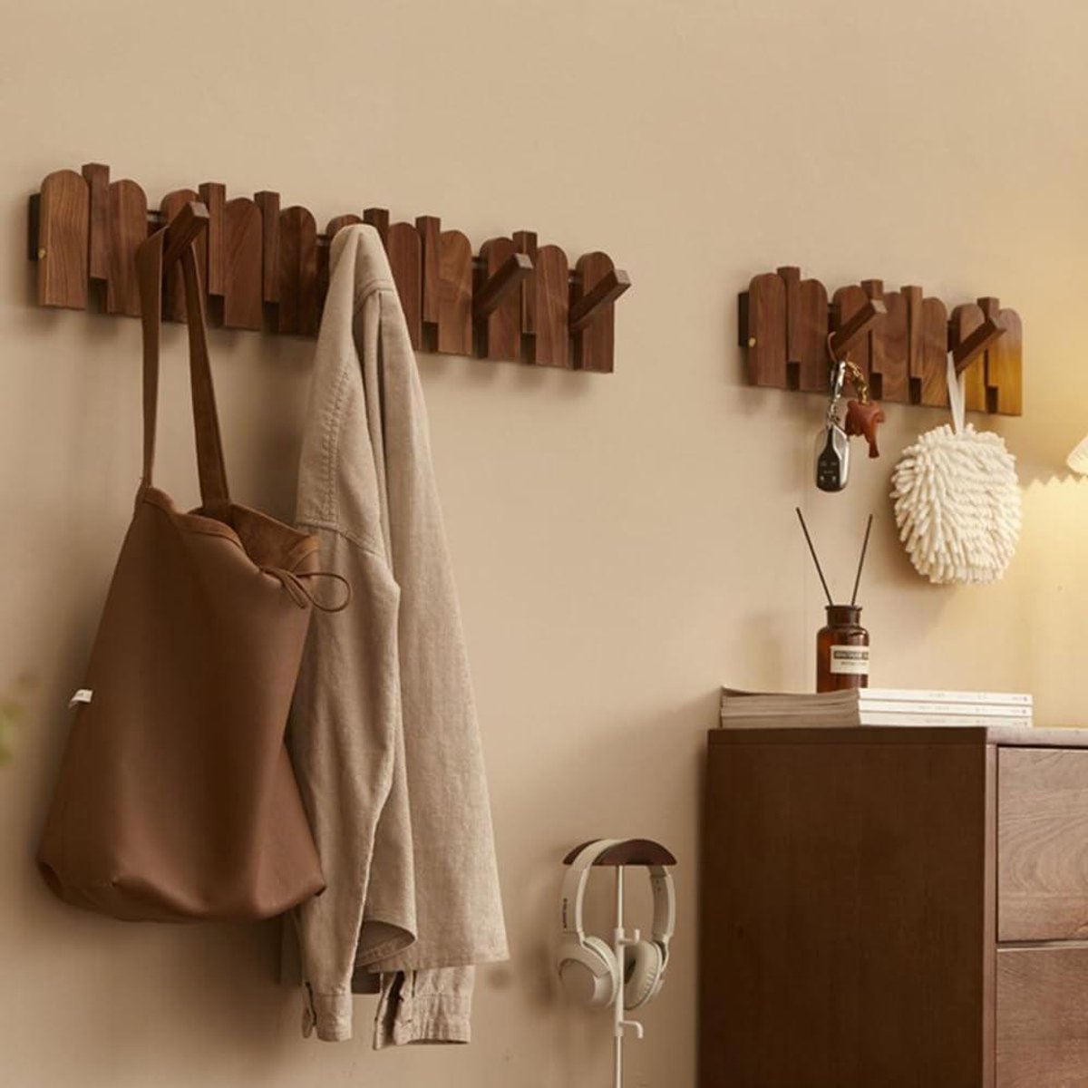 Wandkapstok Haken - Opknoping Hangers - Ruimte Besparen - Pianotoets Ontwerp - 10 Haken -