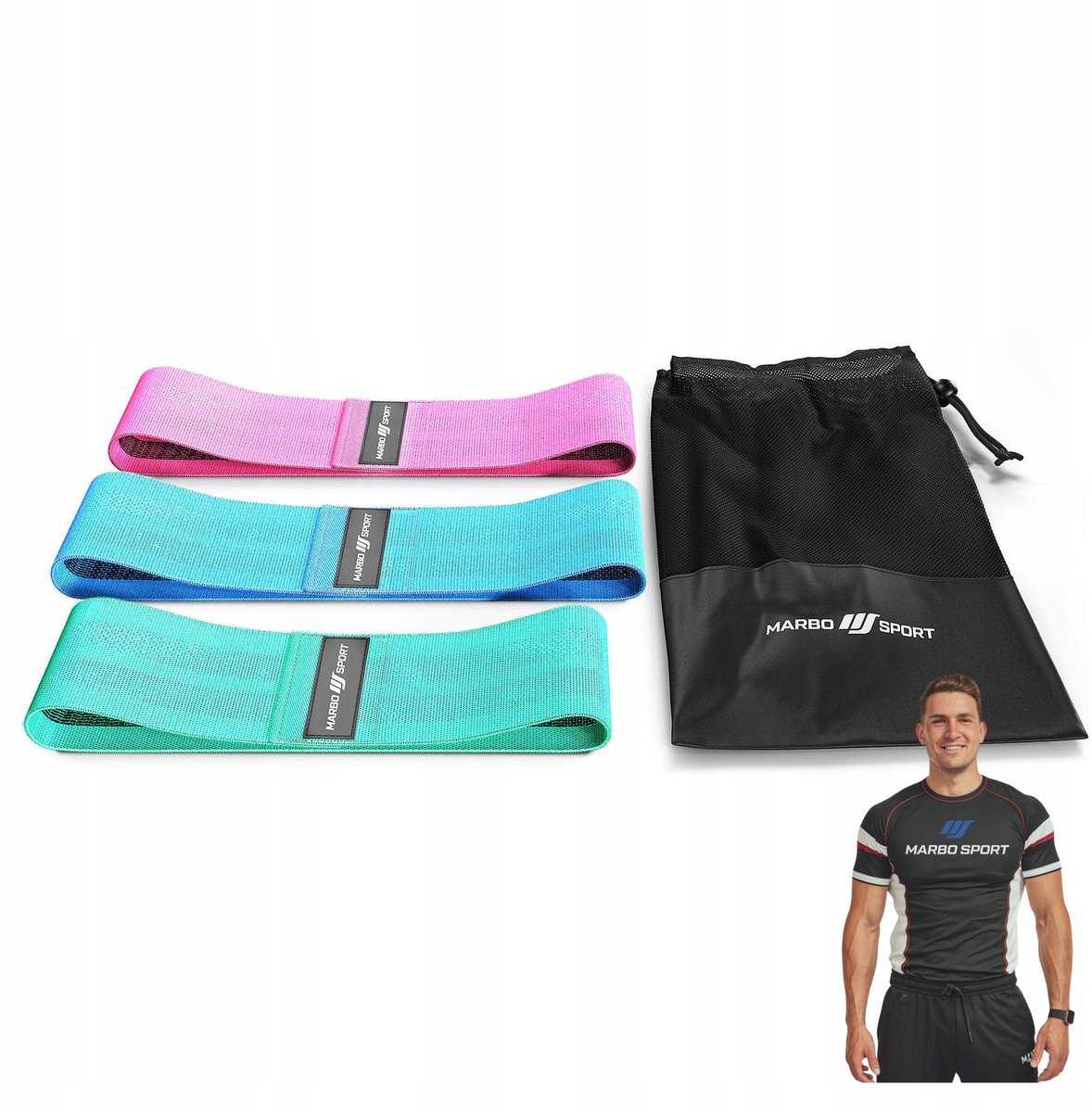 Marbo Sport - Weerstandsbanden set - Resistance Bands - 3 stuks - Fitness elastieken voor thuisgym en Home Gym - Krachttraining en mobiliteit - Multicolor