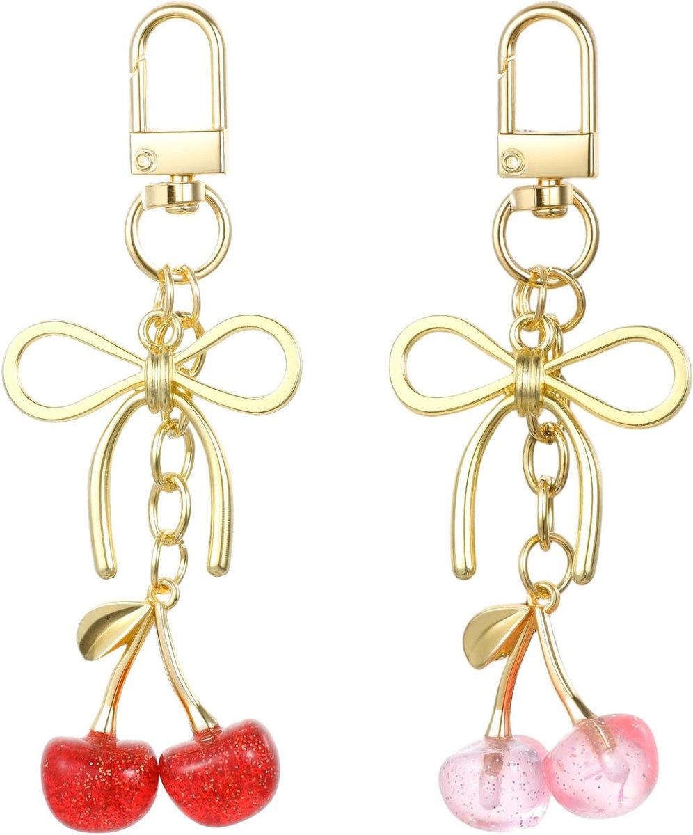 Schattige Kers Pendant Sleutelhanger voor Tassen, Handtassen en Portemonnees - 2 Stuks, Perfect Cadeau voor Y2K Fans en Modebewuste Vrouwen