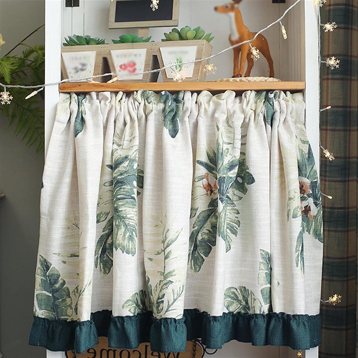 Bistrogordijn Korte Gordijnen - Valletjes Keuken Badkamer - Privacy Verduistering - Imitatielinnen Mix - W130xH60cm - Beige