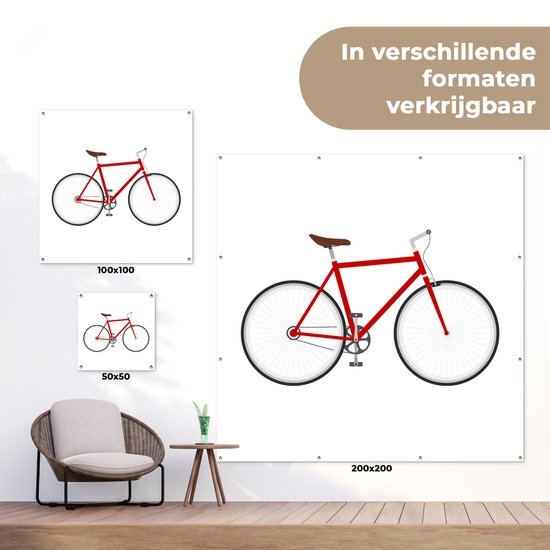Toile de jardin Vélo de course - Rouge - Wit - 100x100 cm