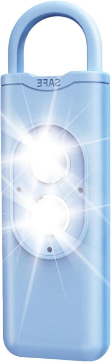 Persoonlijk Alarm - Veiligheidsalarm Sleutelhanger - Persoonlijke Veiligheid - Met LED Verlichting - 135 dB - Blauw