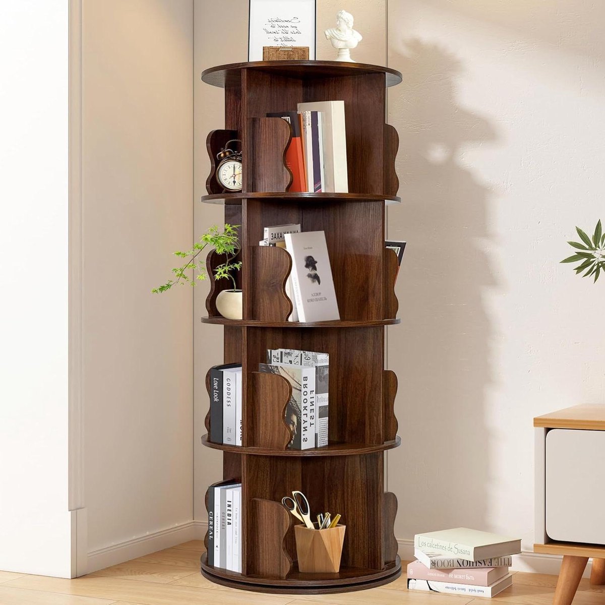 Draaibare Boekenkast - Boekenrek Staand - Boeken Opbergen - 360 Graden Draaibaar - 128x46x