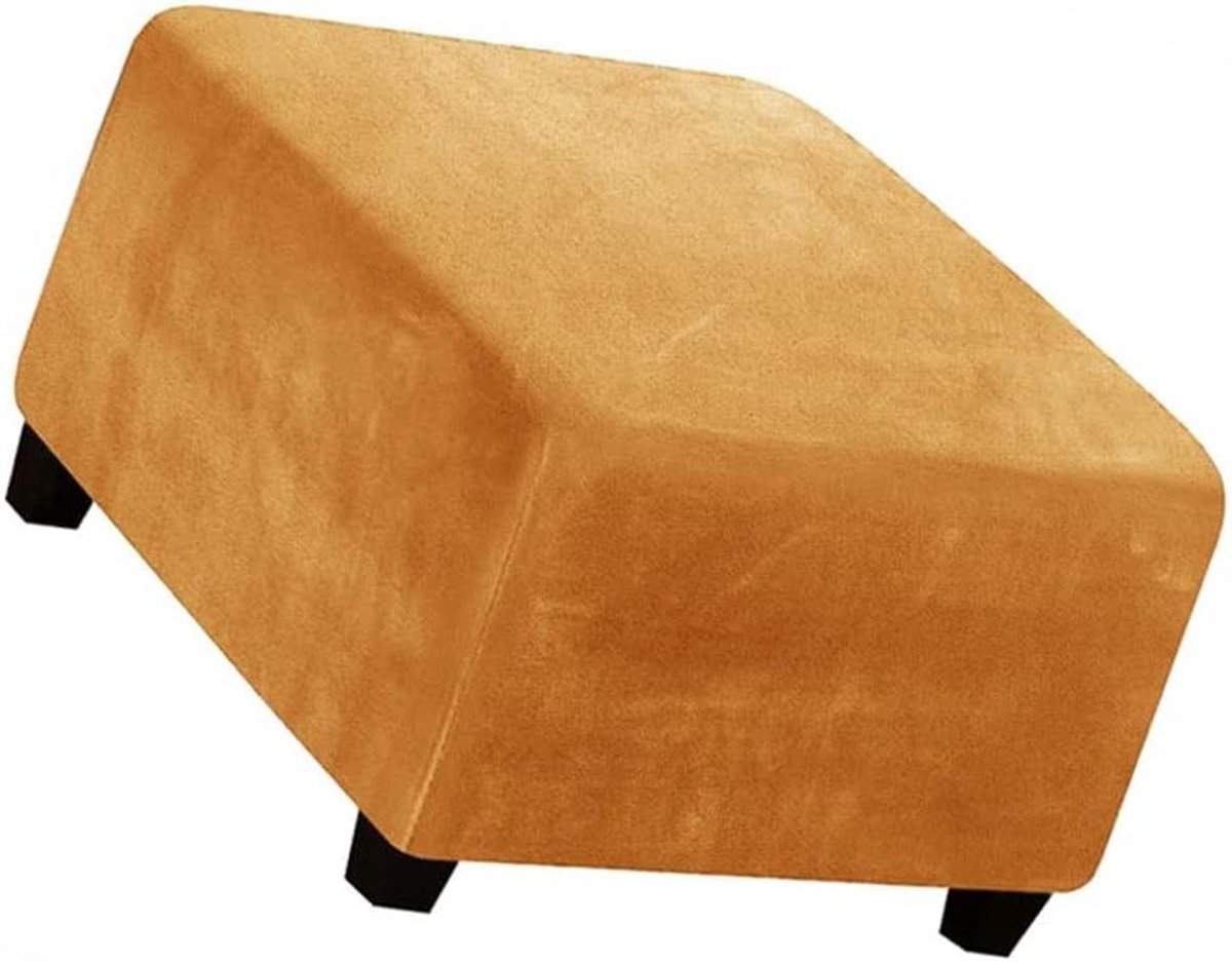 Poef Hoes - Voetenbankhoes Krukhoes - Meubels Beschermen - Hoge Stretchstof - 60-76cm - Camel