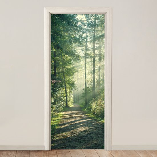 Affiche de porte - Forêt - Nature - Vert - Sticker de porte - Papier peint photo porte - Décoration de porte - Sticker autocollant - Décoration de chambre - 80x205 cm - Toilettes - Salle de bain - Salon