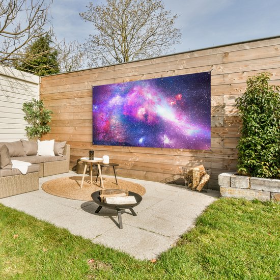 Affiche clôture Espace - Couleurs - Etoiles - 200x100 cm - Toile de jardin