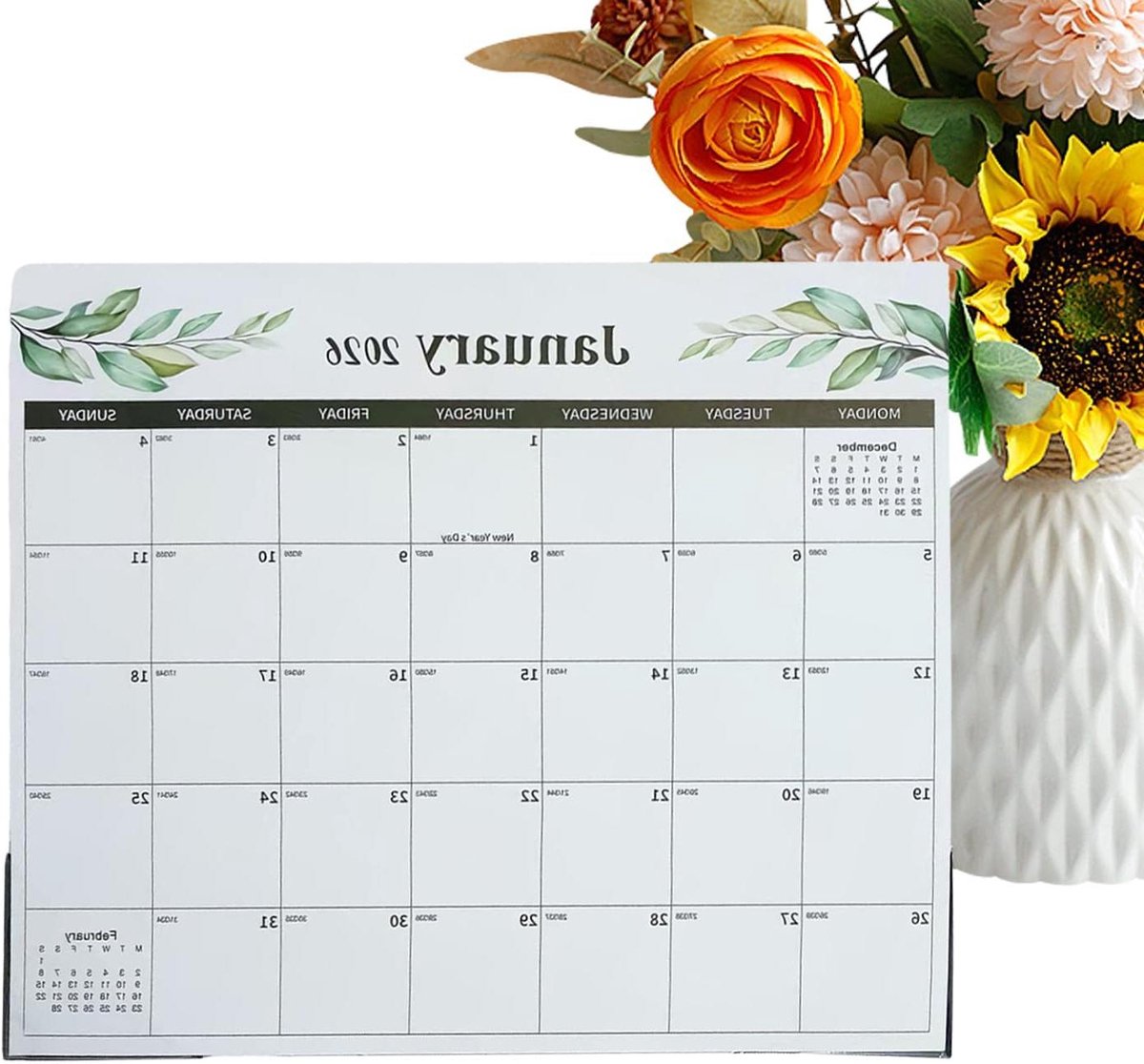 Koelkastkalender Magnetisch - Maandplanner Organizer - Gezinsplanning Thuis - 18 Maanden Overzicht - 33 x 29 cm - Wit
