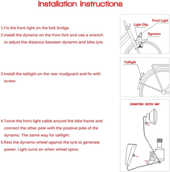 Fiets Dynamo Verlichting Set - Fietslampen Dynamo - Veilig Fietsen - Geen Batterijen Nodig — afbeelding 5
