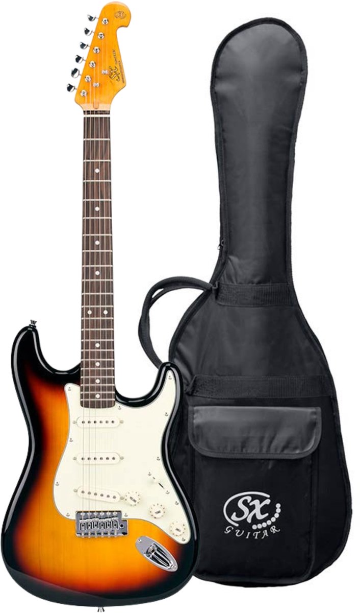 Elektrische gitaar - SX SST62-3TS - Retro Series 62 - ST-model - 3x Single Coil - Vintage Tremolo - 3-Tone Sunburst - Inclusief gigbag