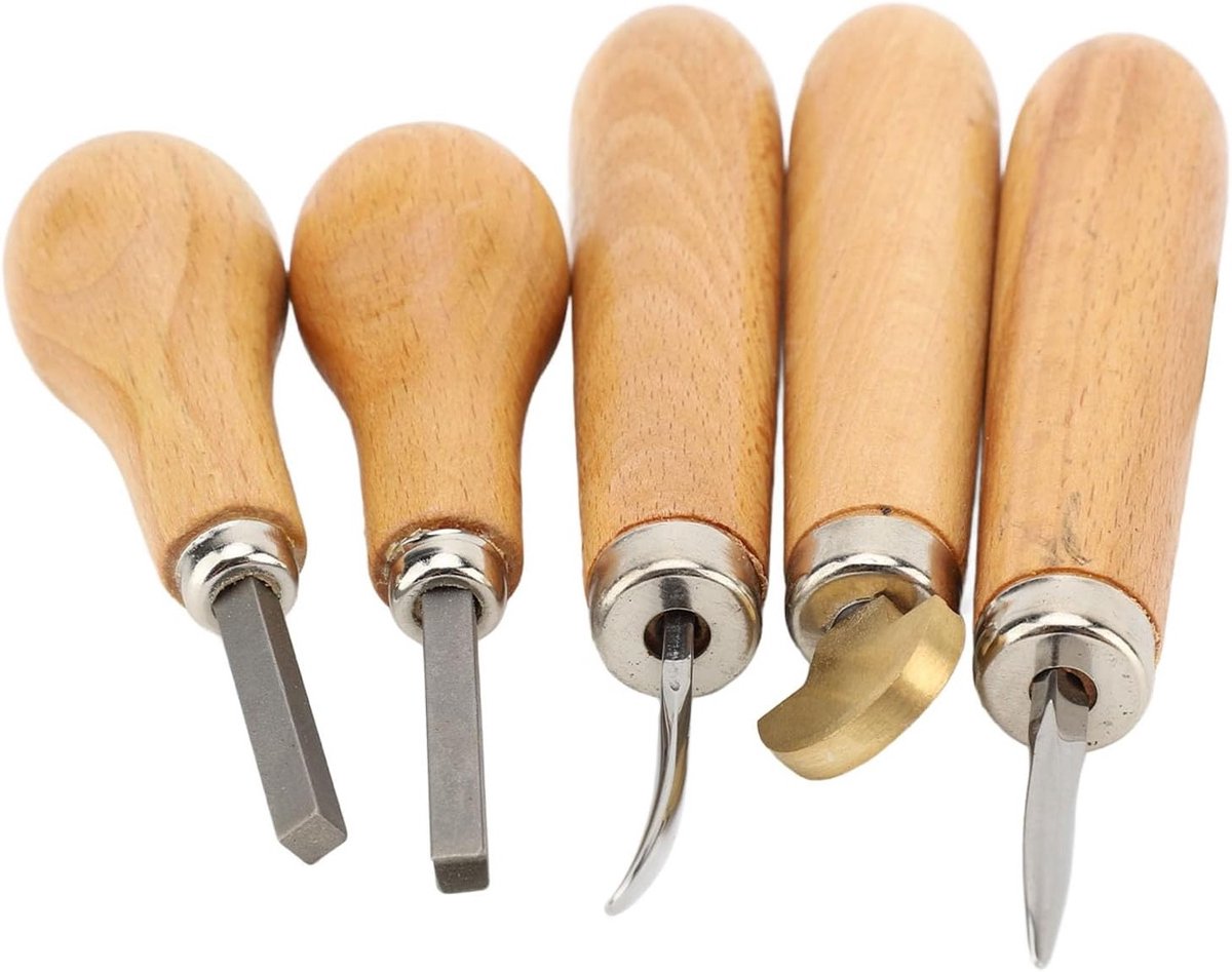 Professionele 5-delige Gereedschapsset voor Steentjes Instellen - Prong en Bezel Tools met Ergonomisch Houten Handvat voor Beginners en Experts in Sieradenmaken