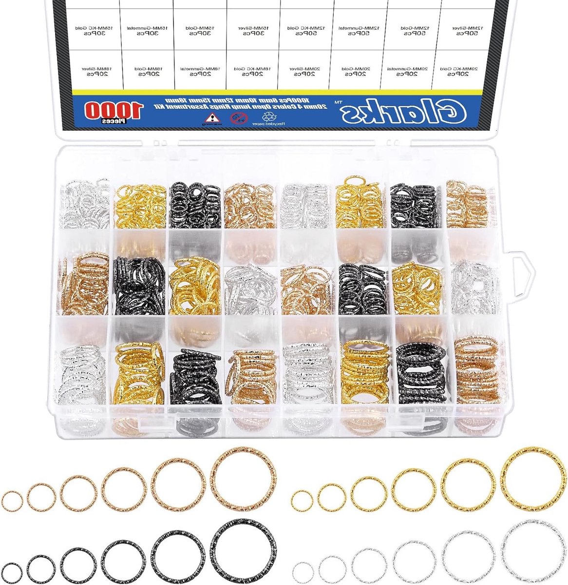 1000 Stuks Twisted O-Ring Set in 4 Kleuren - Perfect voor Sieraden, Sleutelhangers en Decoratie