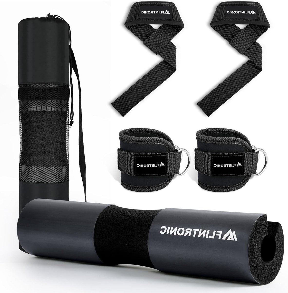 SnelShoppen - Set van 9 Knie Bending Pads met Stang, Fitness Bar Pads met 2 Enkelbanden, Nek en Schouder Beschermpads voor Gewichtstraining