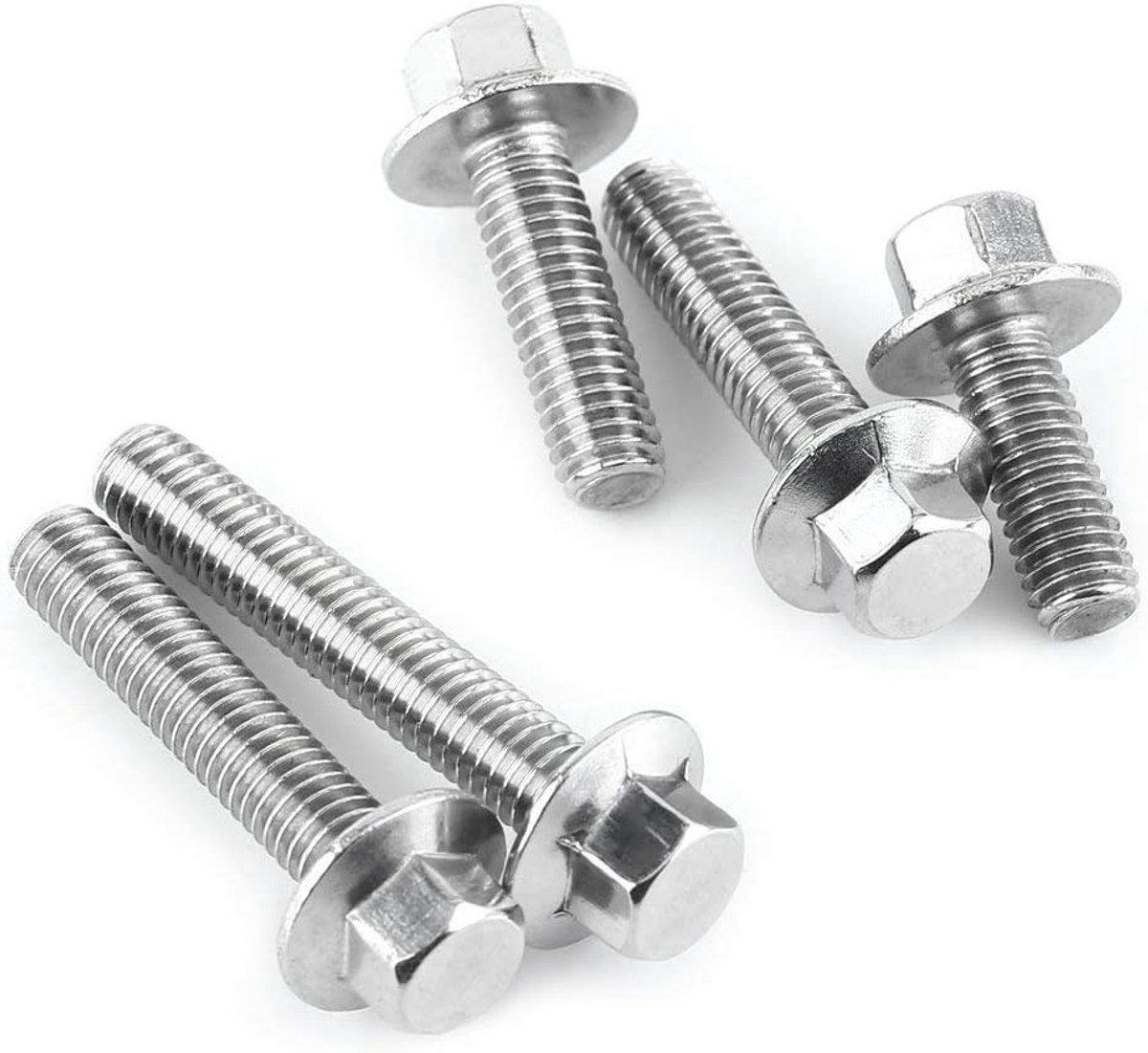 RVS M6 Flensschroeven Set van 10 Stuks - Hex Flensschroeven met Moeren en Onderleggers voor Bevestiging en Montage