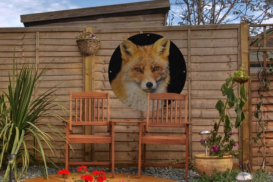 Garden Circle Fox - Rouge - Zwart - 60x60 cm - Affiche de jardin