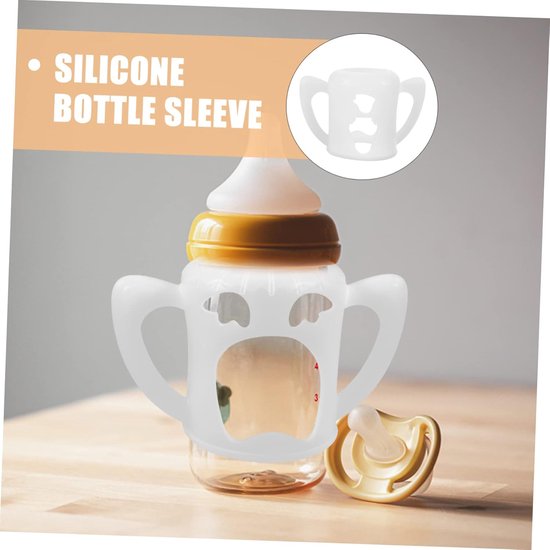 Babyfles Beschermhoes - Fles Handvat Beschermer - Babyvoeding Geven - Valbeveiliging - 12.5 cm - Wit — afbeelding 3
