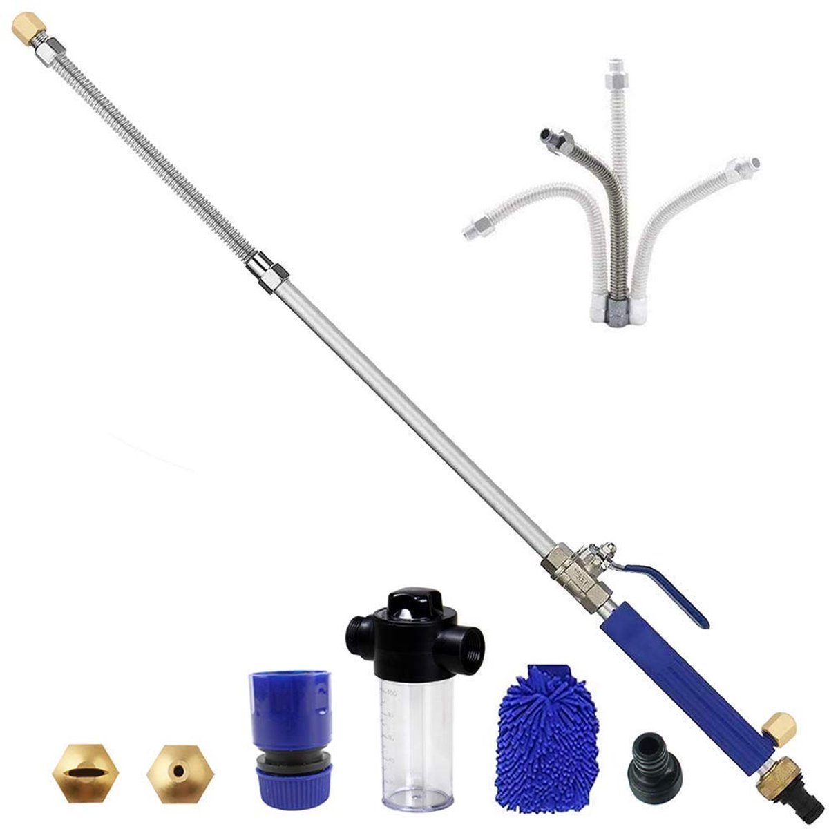 aladdien - Hogedruk Slang Nozzle - Tuinslang Sproeier - Ideaal voor Auto en Tuin - Aluminium - Sneeuwschuimkanon - Voor Thuisgebruik - 44 cm